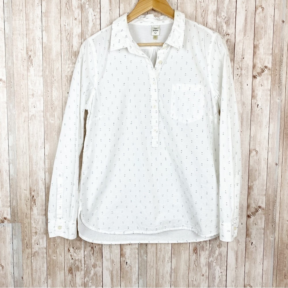 Anthropologie Seen Worn Kept Metallic Accent Popover Blouse Size 2 Women